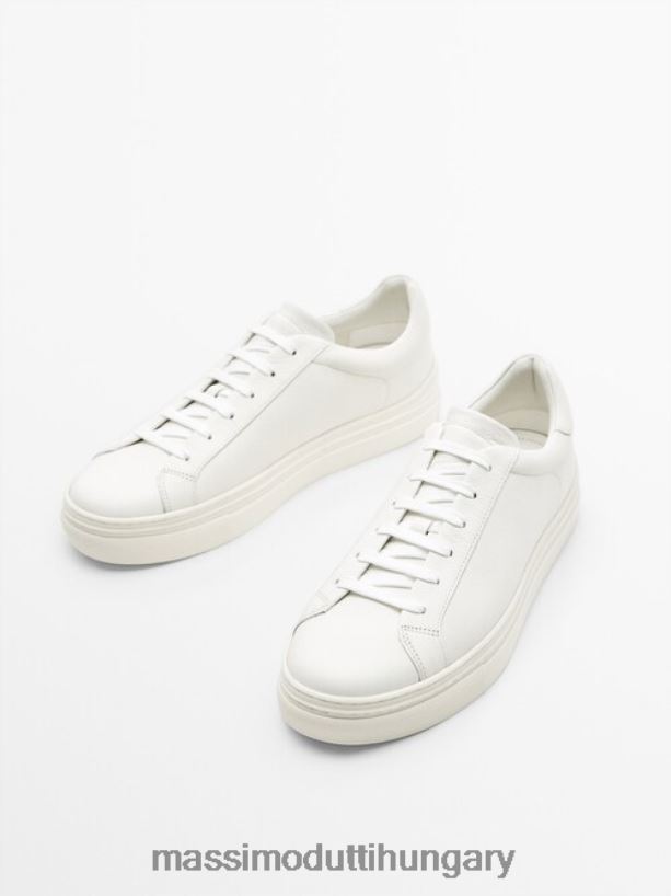 bőr edzőcipők fehér férfiak NXX8V8787 Massimo Dutti