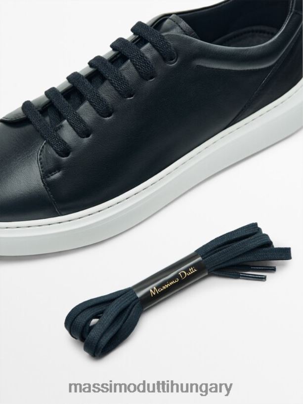 bőr edzőcipők kék férfiak NXX8V8789 Massimo Dutti