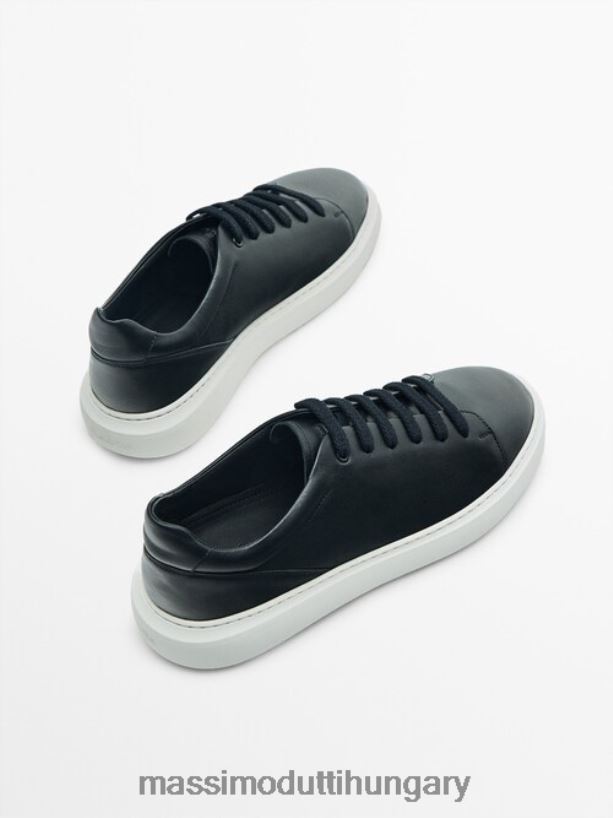 bőr edzőcipők kék férfiak NXX8V8789 Massimo Dutti