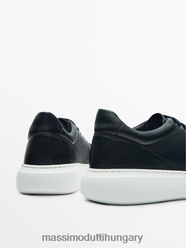 bőr edzőcipők kék férfiak NXX8V8789 Massimo Dutti