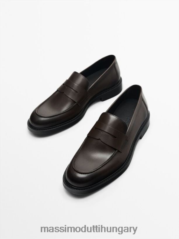 bőr filléres naplopók barna férfiak NXX8V8806 Massimo Dutti