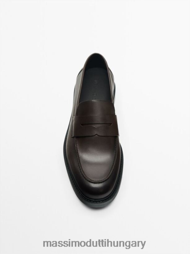 bőr filléres naplopók barna férfiak NXX8V8806 Massimo Dutti