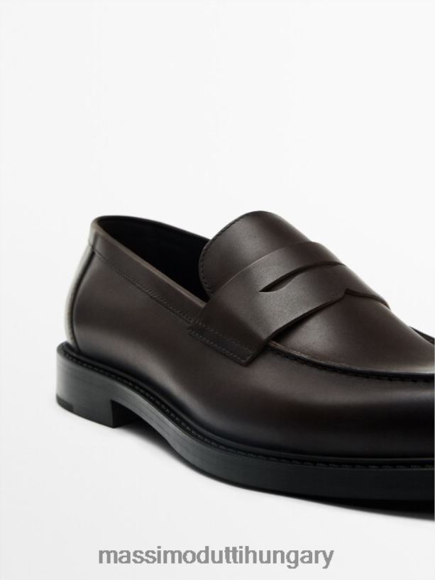 bőr filléres naplopók barna férfiak NXX8V8806 Massimo Dutti