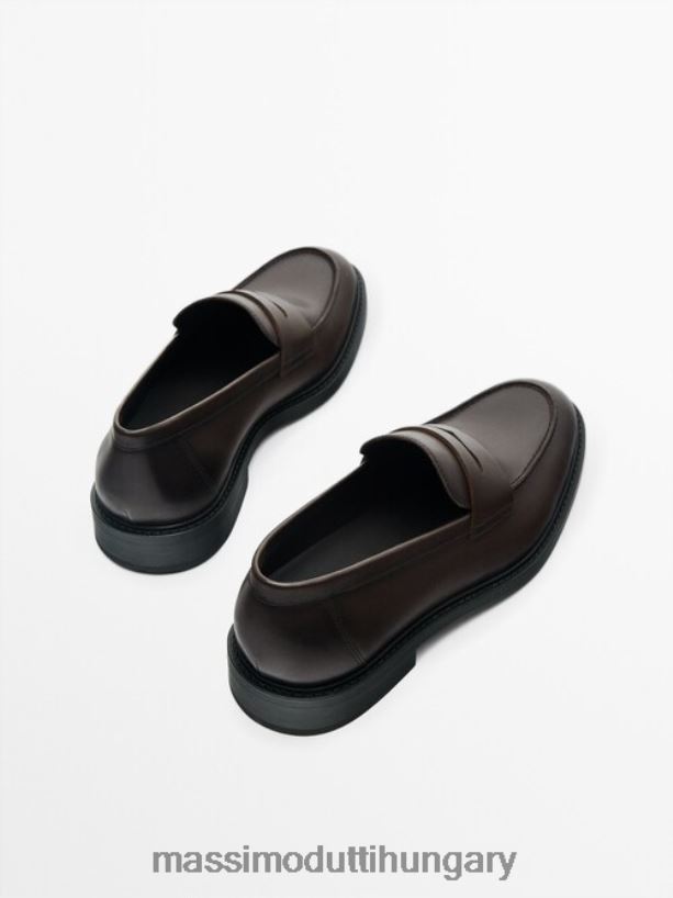 bőr filléres naplopók barna férfiak NXX8V8806 Massimo Dutti