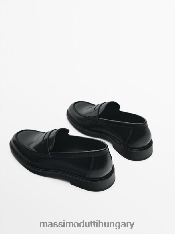 bőr filléres naplopók fekete férfiak NXX8V8807 Massimo Dutti