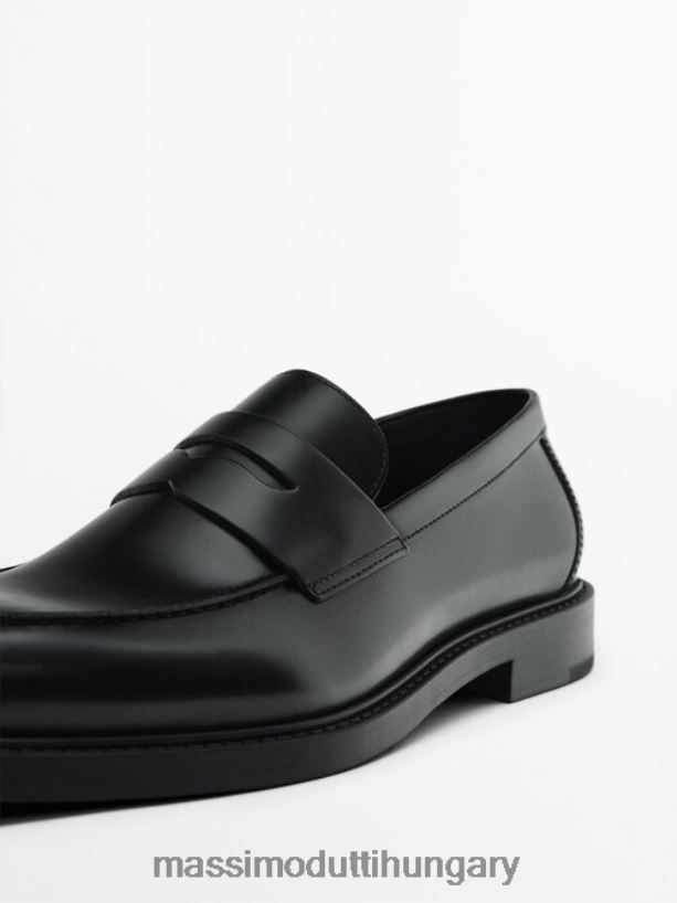 bőr filléres naplopók fekete férfiak NXX8V8807 Massimo Dutti