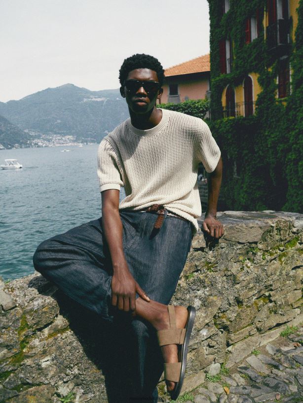 hasított bőr csúszdák nyérc férfiak NXX8V8762 Massimo Dutti