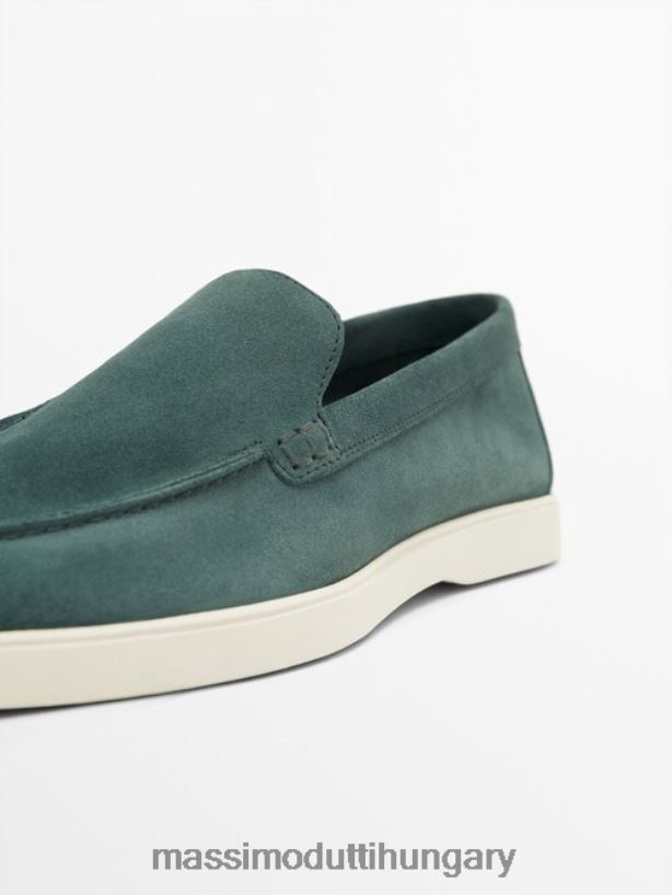 hasított velúr bőr cipők benzinkék férfiak NXX8V8784 Massimo Dutti