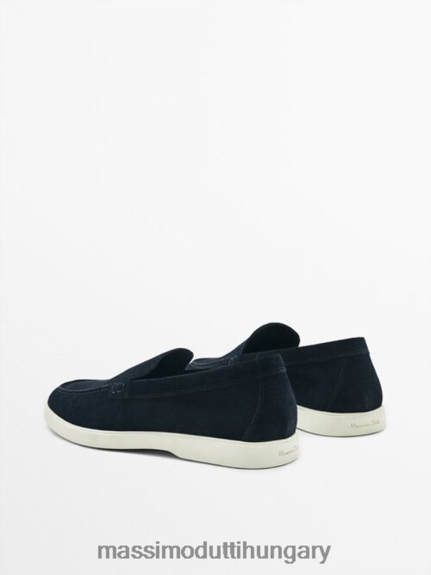 hasított velúr bőr cipők kék férfiak NXX8V8783 Massimo Dutti