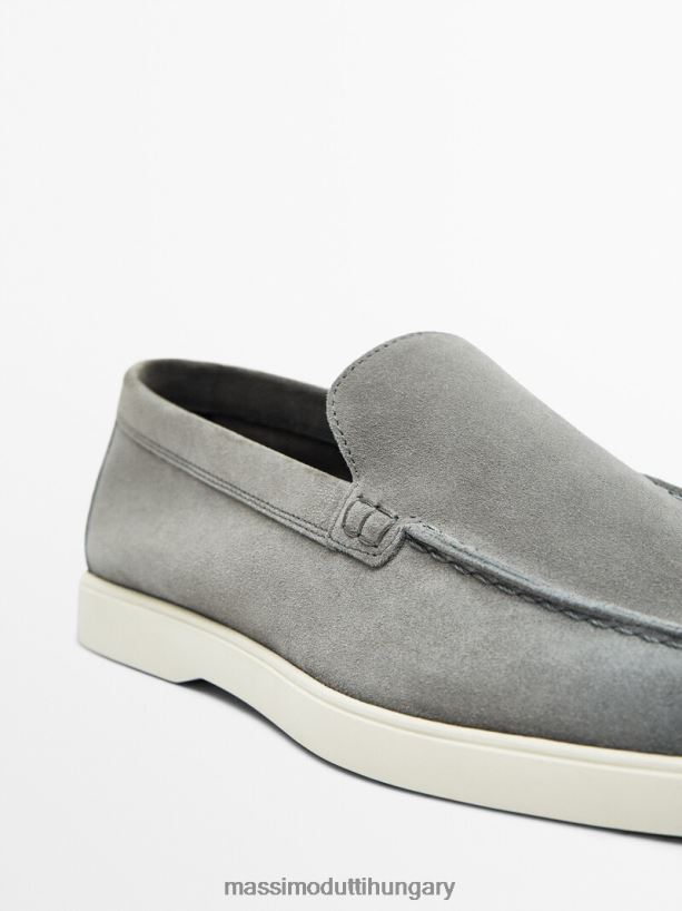 hasított velúr bőr cipők szürke férfiak NXX8V8575 Massimo Dutti