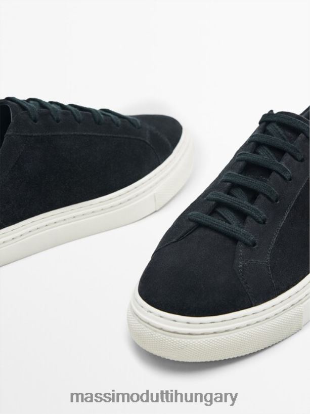 hasított velúr bőr edzőcipő kék férfiak NXX8V8746 Massimo Dutti