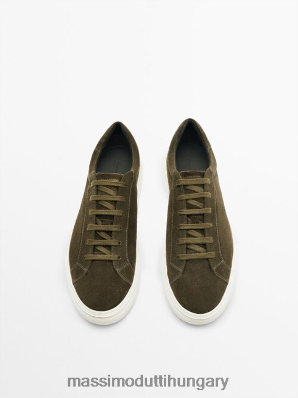 hasított velúr bőr edzőcipő khaki férfiak NXX8V8748 Massimo Dutti