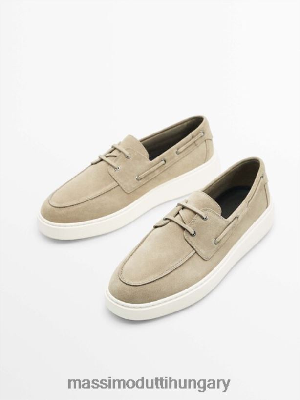 hasított velúr deck cipő homok férfiak NXX8V8780 Massimo Dutti