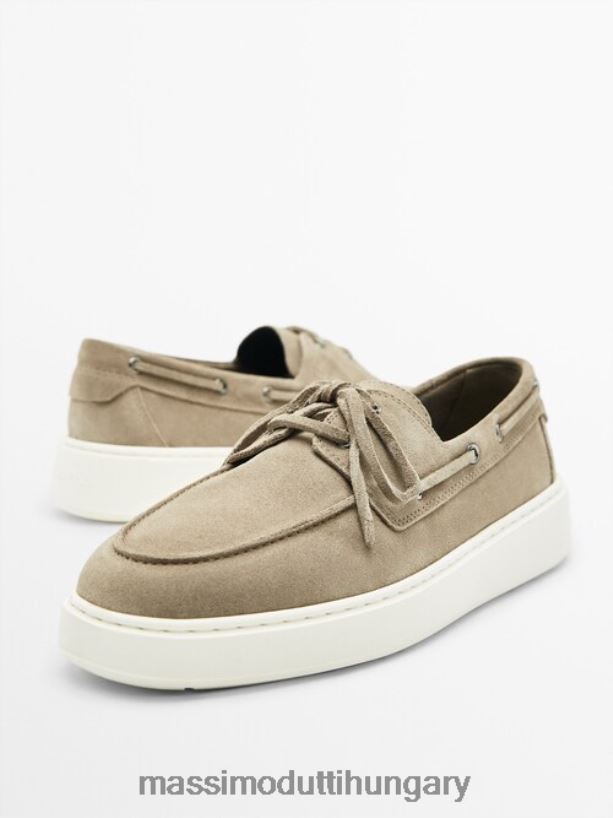 hasított velúr deck cipő homok férfiak NXX8V8780 Massimo Dutti