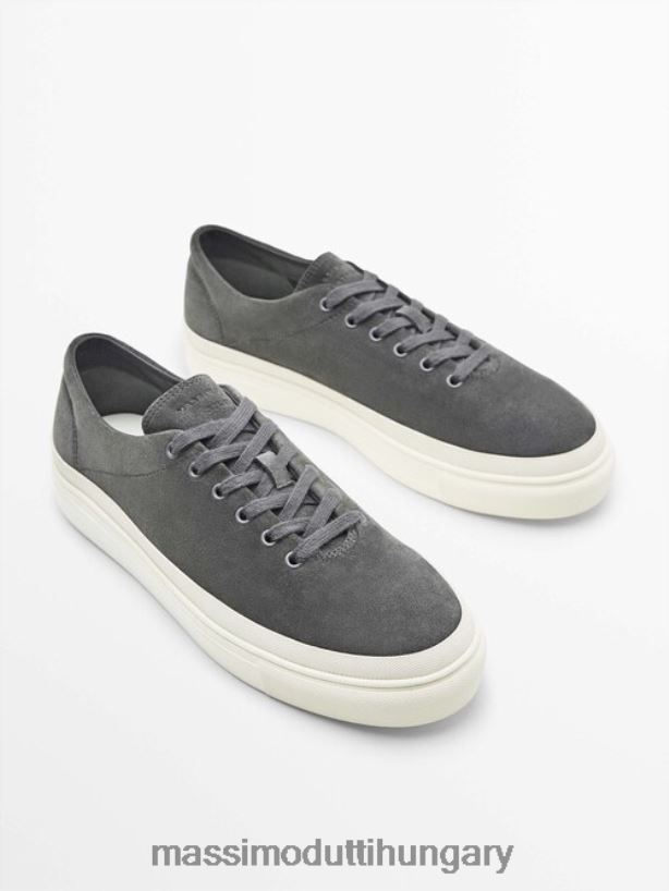 hasított velúr edzőcipő - stúdió szürke férfiak NXX8V8754 Massimo Dutti