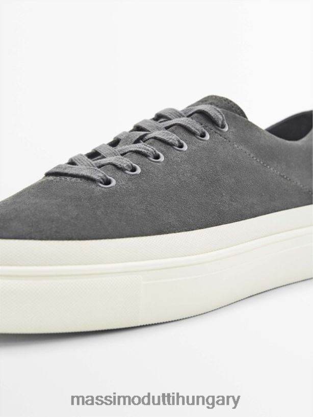 hasított velúr edzőcipő - stúdió szürke férfiak NXX8V8754 Massimo Dutti