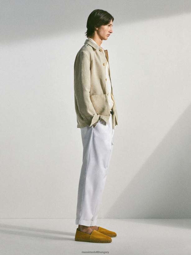 hasított velúr espadrillák mustársárga férfiak NXX8V8768 Massimo Dutti