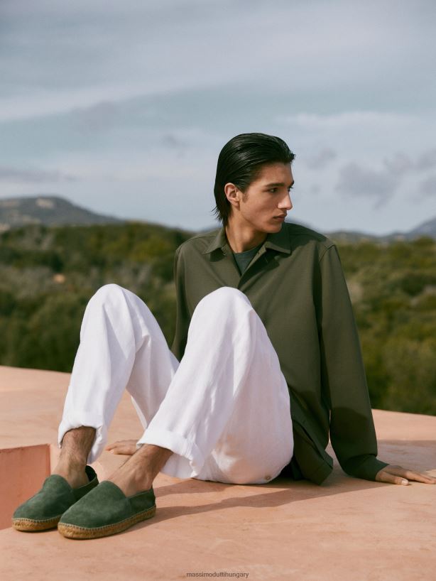 hasított velúr espadrillák zöld férfiak NXX8V8765 Massimo Dutti