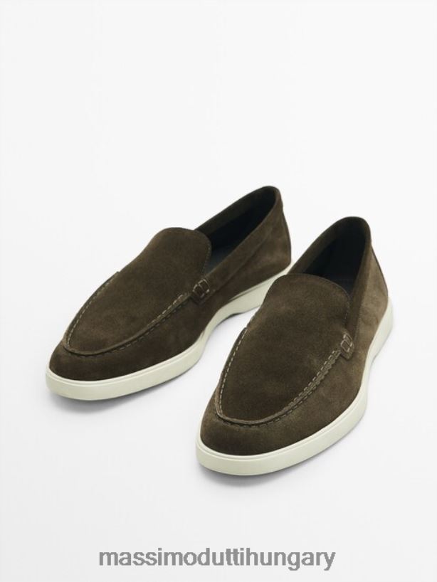 hasított velúr mokaszinok khaki férfiak NXX8V8785 Massimo Dutti