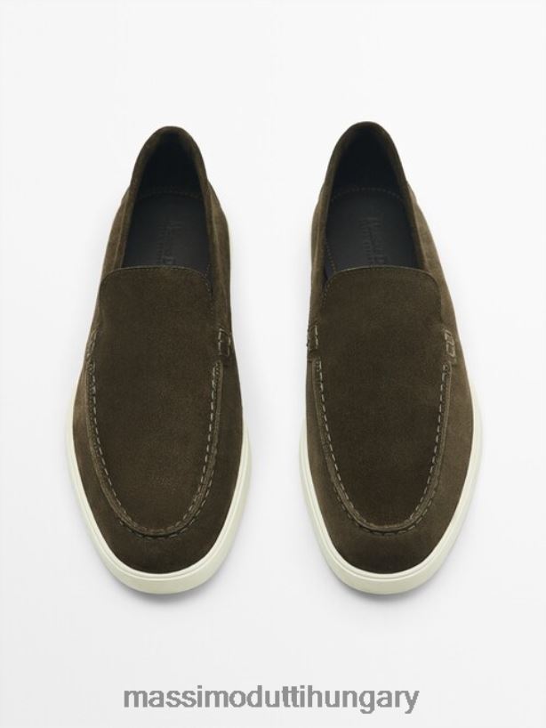 hasított velúr mokaszinok khaki férfiak NXX8V8785 Massimo Dutti