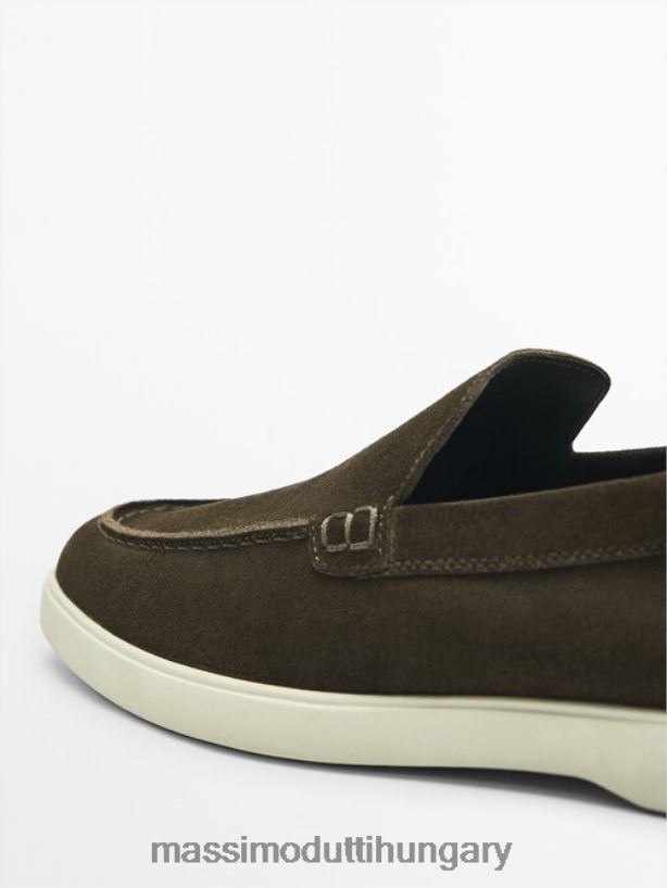 hasított velúr mokaszinok khaki férfiak NXX8V8785 Massimo Dutti