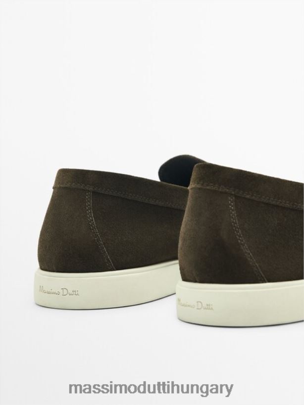 hasított velúr mokaszinok khaki férfiak NXX8V8785 Massimo Dutti