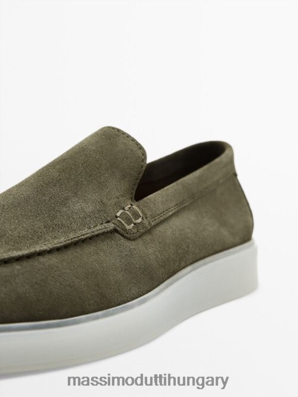 hasított velúr áttetsző talpú naplopók khaki férfiak NXX8V8778 Massimo Dutti