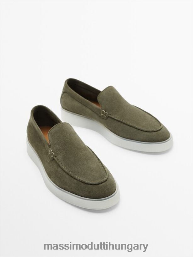hasított velúr áttetsző talpú naplopók khaki férfiak NXX8V8778 Massimo Dutti