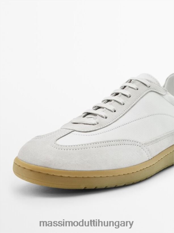 kontrasztos bőr edzőcipők fehér férfiak NXX8V8749 Massimo Dutti