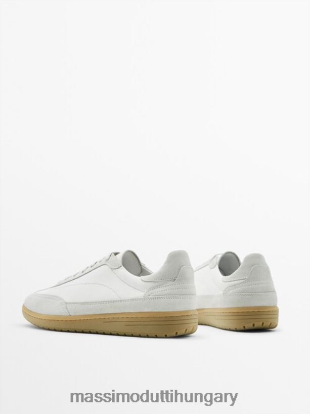 kontrasztos bőr edzőcipők fehér férfiak NXX8V8749 Massimo Dutti