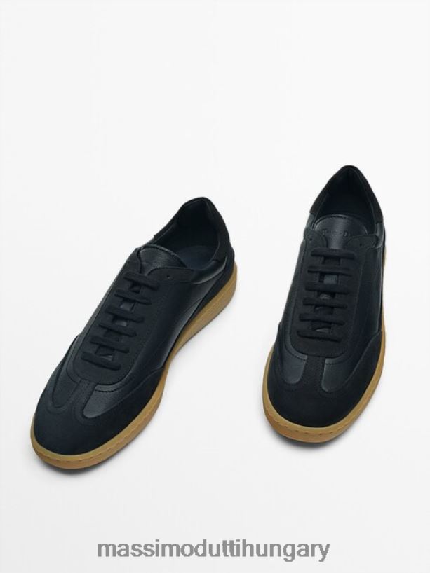 kontrasztos bőr edzőcipők kék férfiak NXX8V8751 Massimo Dutti