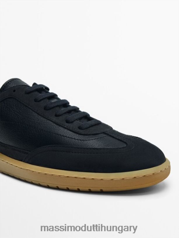 kontrasztos bőr edzőcipők kék férfiak NXX8V8751 Massimo Dutti