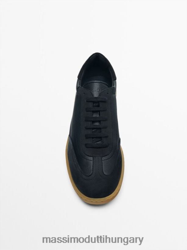 kontrasztos bőr edzőcipők kék férfiak NXX8V8751 Massimo Dutti