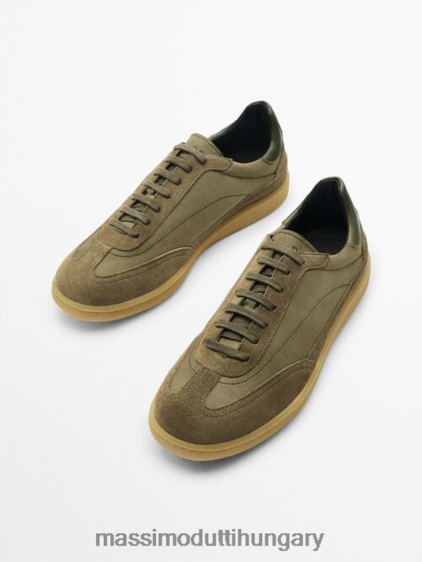 kontrasztos hasított velúr bőr edzőcipők khaki férfiak NXX8V8750 Massimo Dutti