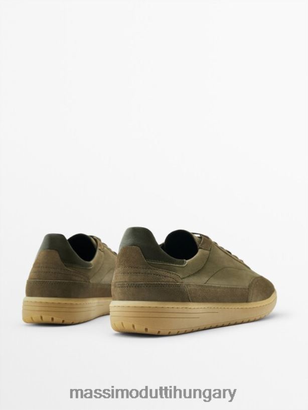 kontrasztos hasított velúr bőr edzőcipők khaki férfiak NXX8V8750 Massimo Dutti