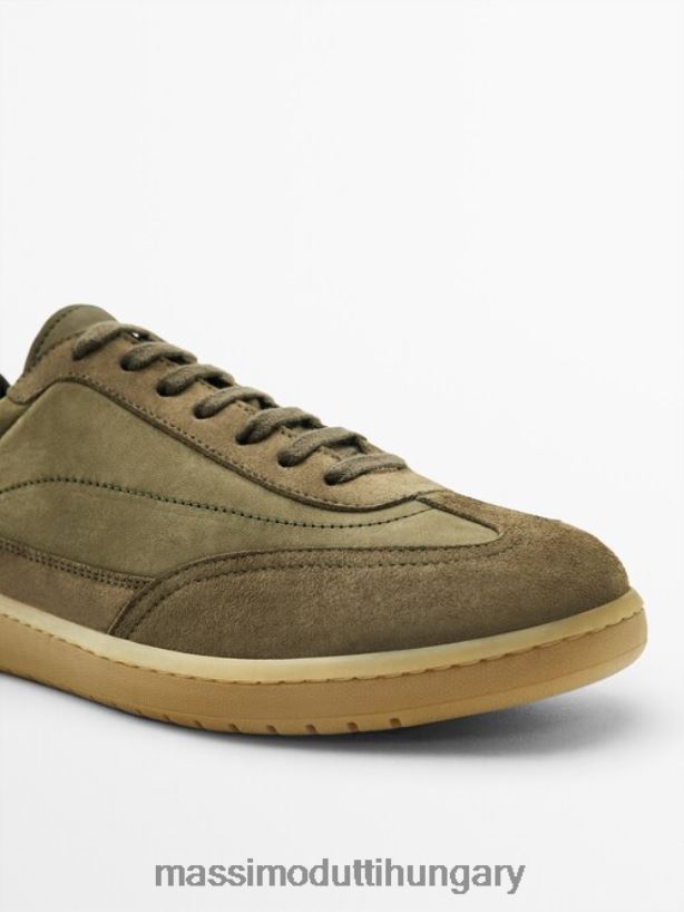 kontrasztos hasított velúr bőr edzőcipők khaki férfiak NXX8V8750 Massimo Dutti