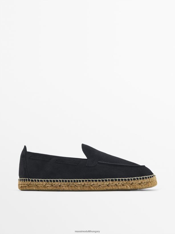 moc toe hasított velúr espadrillák kék férfiak NXX8V8774 Massimo Dutti