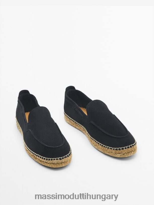 moc toe hasított velúr espadrillák kék férfiak NXX8V8774 Massimo Dutti