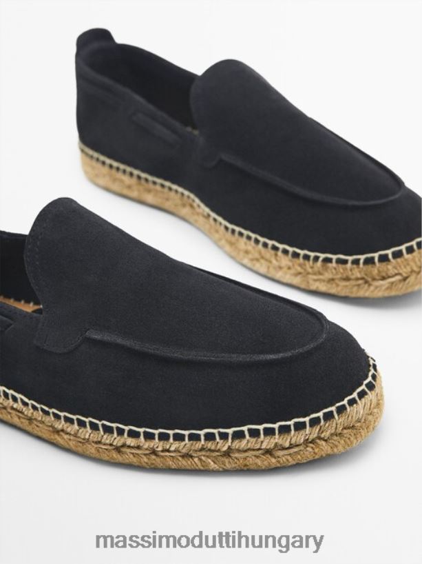 moc toe hasított velúr espadrillák kék férfiak NXX8V8774 Massimo Dutti