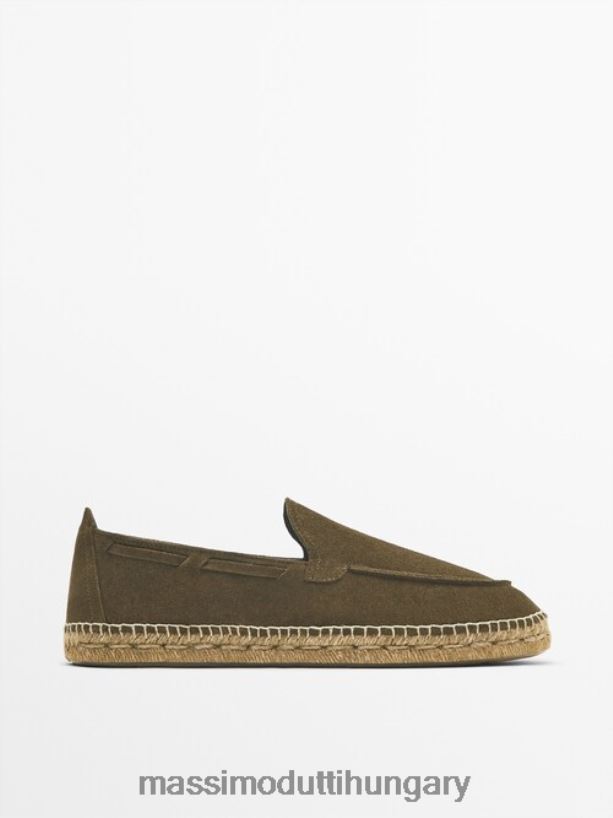 moc toe hasított velúr espadrillák khaki férfiak NXX8V8773 Massimo Dutti
