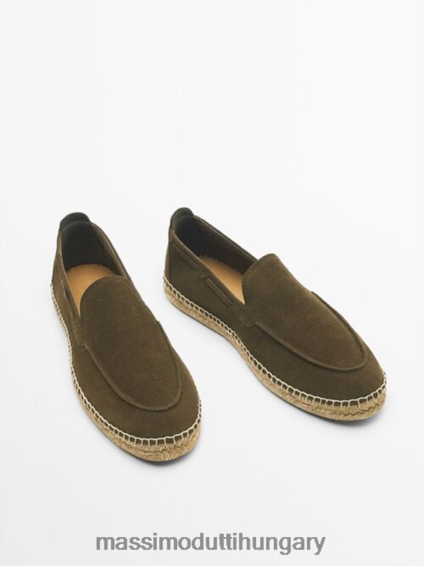 moc toe hasított velúr espadrillák khaki férfiak NXX8V8773 Massimo Dutti