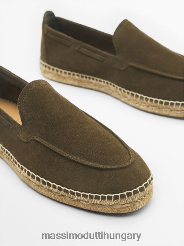 moc toe hasított velúr espadrillák khaki férfiak NXX8V8773 Massimo Dutti