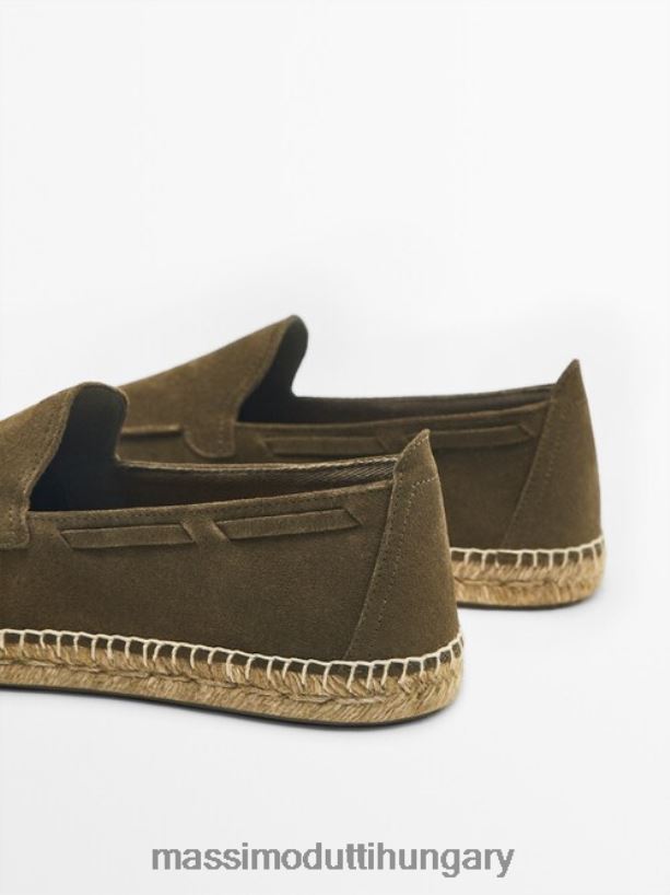 moc toe hasított velúr espadrillák khaki férfiak NXX8V8773 Massimo Dutti