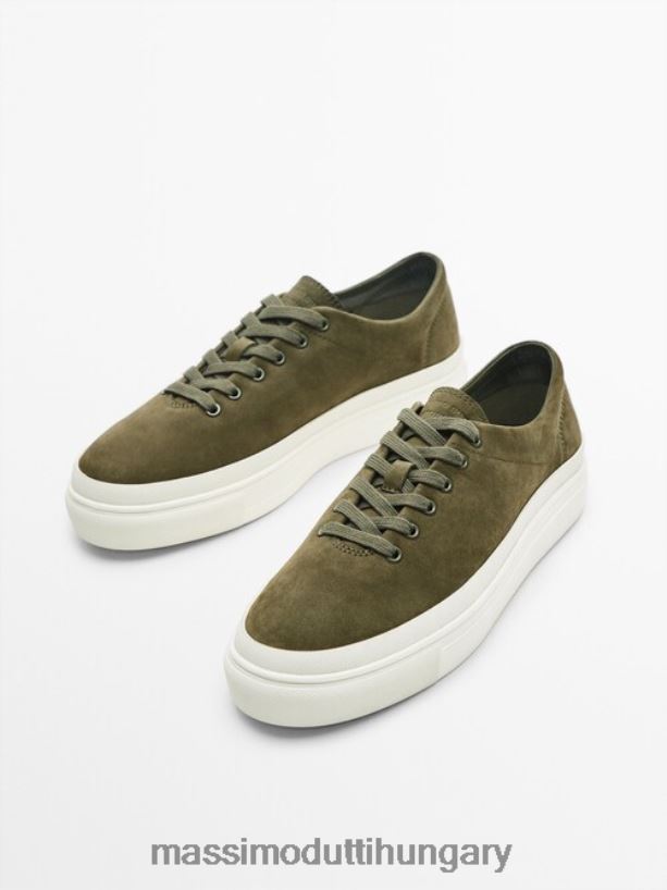 nubuk edzőcipő - stúdió khaki férfiak NXX8V8755 Massimo Dutti