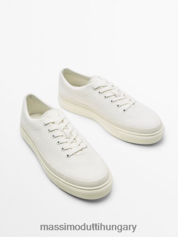 vászon edzőcipő - stúdió fehér férfiak NXX8V8752 Massimo Dutti