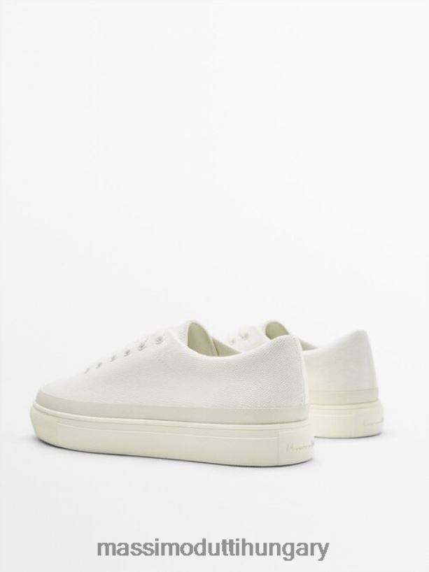 vászon edzőcipő - stúdió fehér férfiak NXX8V8752 Massimo Dutti