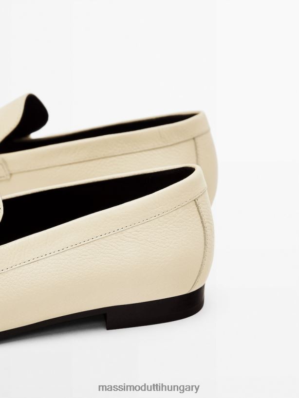 bőr cipők fém csattal krém nők NXX8V8454 Massimo Dutti