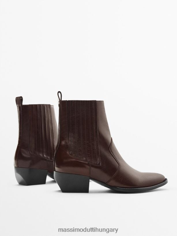 bőr cowboy stílusú chelsea csizma barna nők NXX8V8464 Massimo Dutti