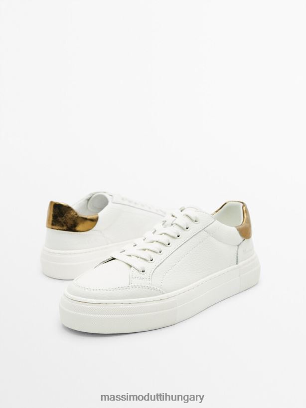 bőr edzőcipő laminált sarokkal fehér nők NXX8V8460 Massimo Dutti