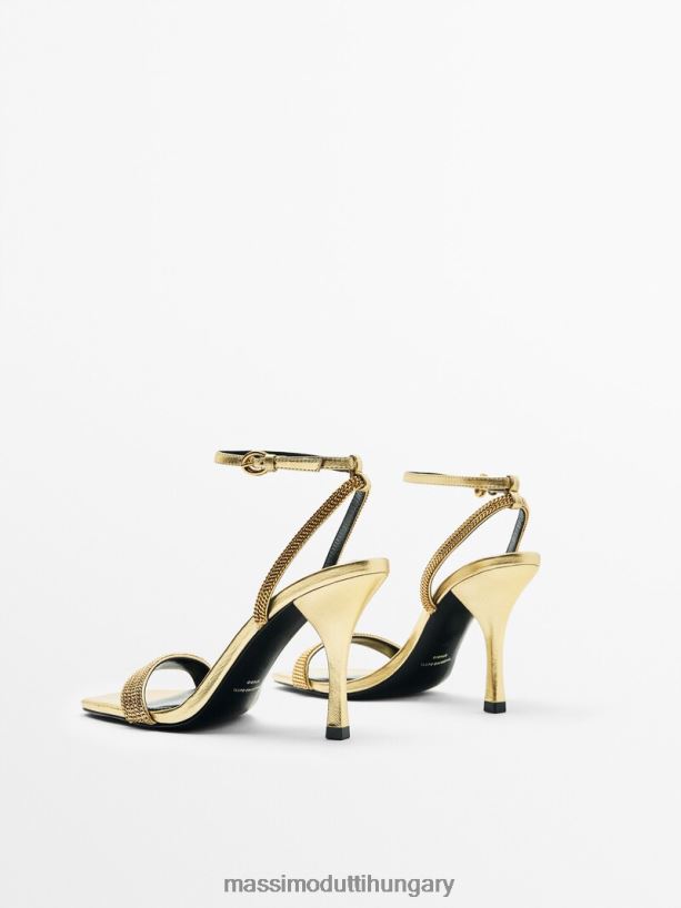 bőr felső szandál lánccal - stúdió Arany nők NXX8V8449 Massimo Dutti